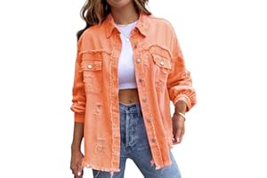 HOTIAN Damen Jeansjacke jeansjacken für damen übergangsjacke damen Vintage Jean Mantel Übergangs Ripped Denim Jacken