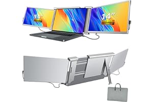 ALL HOME BASICS Pantalla portatil extensible 14" Pulgadas FHD 1080p IPS Para ordernador portatil - Monitor portátil triple - Doble Triple pantalla portatil - Pantalla externa portatil - para portatil 13 a 17"