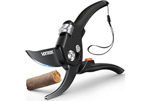 VOTREK 8.5" Bypass Garden Secateurs for Weak Hands,【Patented Stepless Handle Opening】 Professional Pruning Shears, Heavy Duty Pruners Gardening Scissor for Branch Plant Flower, 【SK5 Steel Blades】