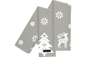 Ragged Rose Tea Towels for Kitchen - Tea Towels Kitchen Cloth for Drying Dishes, Wiping Countertops, & Handling Pots - Machine Washable Kitchen Towels - 50 cm x 70 cm - Grey Christmas Star Pack of 2