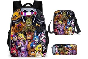 EyezeR 3Pcs/Set Five Nights at Freddy Anime Backpack Set Kids School Bag set for Girls Boys Backpack with Messenger Bag