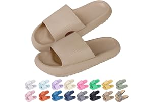 Sfit Badelatschen Damen Herren Wolkenschuhe Eva Badeschuhe Cozislides Badeschlappen rutschfeste Dusch Pantoletten Sommer Cozy Slides Schlappen,Khaki,34/35 EU