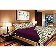Fresh From Loom Chenille Velvet Abstract 500 TC Heavy Bedsheet for Double Bed King Size - 90 x 100 inch Purple Color with 2 Pillow Covers
