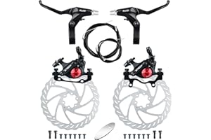 RUJOI Bike Disc Brake Kit, Aluminum Front and Rear Caliper, Full Aluminum Alloy Bicycle Brake Lever, 160mm Rotor, Mechanic Tool-Free Pad Adjuster for Road Bike, Mountain Bike