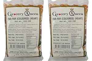 One Stop Dealers Far Far (Fryums) (200 Gram) - A Flaky, Crispy And A Bit Sweet And Salty In Taste Vibrant Snacks – Either Eaten As A Snacks Or Served To Accompany A Meal (Colored Heart, Pack of 2)