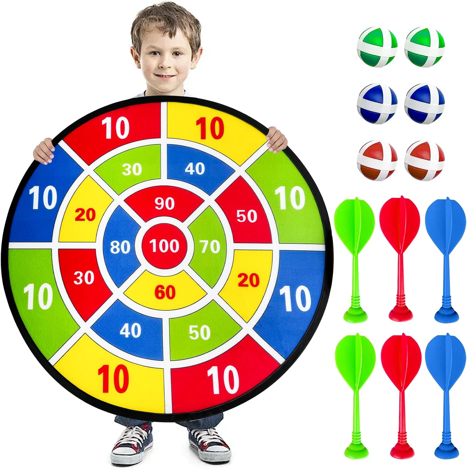 YJSDDNTY 26"/66cm Diana de Dardos para niños, Tablero de Dardos de un Solo Lado,Regalos para Fiestas de diversión Deportiva en Interiores/Exteriores para niños 3-12 niños y niñas de 10 años