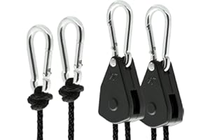 TRAFIKA URBAN HYDROPONICS TRAFIKA Rope Ratchet 1 Pair/2 unités/Sangle à Cliquet Corde Ultra Résistantes (jusqu'à 68 KG) pour Réflecteurs et filtres à Charbon espaces de Cultures Hydroponiques/Rope Ratchets/POULIE