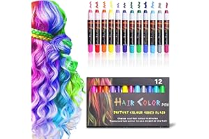 LAWOHO Hair Chalk, 12 Color Temporary Washable Bright Hair Color Chalk For Girls Boys Teen Kids, Halloween New Year Christmas Birthday Gifts, Non-toxic