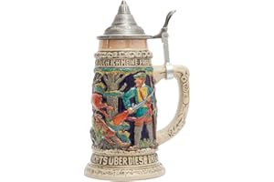 HAUCOZE Amoy-Art Jarra de Cerveza Alemana Personalizada Taza Caza de Zorros Cerámica Mug 0.6 Liter