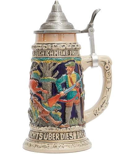 KING Bierkrug Bayern Seidel – Rustikal Mit Staatswappen, München & Neuschwanstein, 0,5 Liter, Handgefertigt In Deutschland (Motto: Gott Mit Dir)