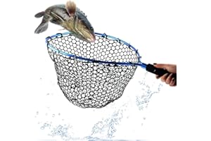 JORZER Pesca a Mosca Guadino Trota Cattura Netto Fly Fishing Veloce Pieghevole Cattura Net E Rilascio Netto Reti Pesca Ultra-leggera in Lega Di Alluminio Gomma Dip Net Blu-nero