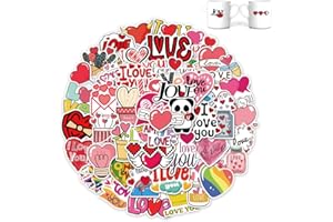 YZROHYI 50 Piezas Pegatinas de San Valentín,Pegatinas Decorativas Amor,Love Stickers Scrapbooking,Calcomanias Aesthetic para Botella,Stickers para Movil Impermeable,Pegatina Adhesivas Decorativas