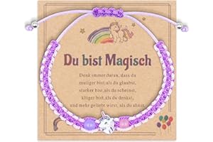 URTIOTY Einhorn Kinderarmband mit Verstellbarem Geflochtenem Seil, süßes Armbänder mit einer sinnvollen Grußkarte für kinder mädchen, Freundschaftsarmbänder und Einhorn armband geschenke für mädchen