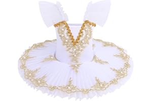 OBEEII Robe de Ballet Paillettes Broderies Ballet Tutu Justaucorps Danse Classique Gymnastique Léotard Costume 4-14Ans