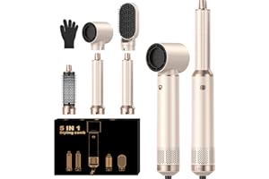OKWRAP Airbrush 5 in 1 Hair Styler 5 in 1 Airstyler Multi-Blow Dryer Brush Set with Curl, Straighten, Wavy, Smooth, Magic Styler for All Hair Types and Lengths