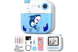 Macchina Fotografica Bambini Istantanea, Kaishengyuan 2.4" 1080P Fotocamera Digitale Bambini con 32GB Scheda SD e Carta da Stampa,Fotocamera Istantanea per Bambini dai 3-14 Anni Regalo (blu)