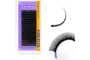 NAGARAKU Extensiones de Pestañas Individuales Volumen Lahses Pelo a Pelo Clásico 1:1 Pestañas Extensiones Natural Blando Suave Negro Eyelash Extension Pestañas Postizas 16 Filas(0.05mm D Curl 16-20mm)