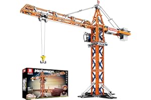 Reobrix RC Crane Building Block with Motors, Tower Crane Construction Block Vehicle Model, 22013 Technical Heavy Hobby Engineering Kits Colleciton Gift for Adults Men Teens 14+ (1288Pcs)