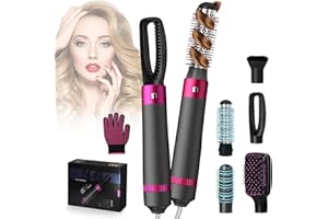 Anluomafuy Cepillo Moldeador de Pelo, 5 en 1 Secador Pelo Profesional Set, 3 Niveles de Temperatura, Cepillo Aire Caliente iónico, Peine Secador, Alisador, para Seca Alisa Volumen