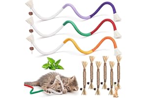 Ptyism 9 Pcs Kitten Teething Toy（6 Pcs Cats Chew and 3 Pcs Cat Rope Toy）Catnip Toys for Cats丨Kitten Chew Toys for Indoor Cat Teeth Cleaning Teething and Stress Release