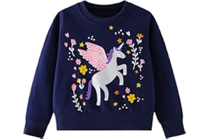 Pilipulu Sudadera sin Capucha Niña Unicornio Sweatshirt Cuello Redondo para Niña Algodón Pullover para Infantil 2-7 Años