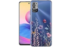 Kaywzo Funda para Xiaomi Redmi Note 10 5G,Transparente TPU Carcasa con Patrones de Flores Pintadas,Ultra Delgado Mujeres Silicone Phone Protección Case Cover-4