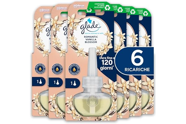 Glade Elektrisk luftfräschare med eteriska oljor, doft vanilj, 6 påfyllningar