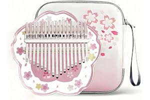 Kalimba Daumenklavier 21 Töne mit Schutzcase Komplett-Set, Sakura-Form Transparentes Kristall-Kalimba 17 Töne, Professionelles Musikinstrument für Anfänger (Rosa, S)