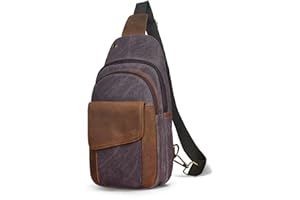 Handadsume lona + bolso diario de senderismo de cuero genuino, bolso de tirantes, bolso de hombro triangular, bolso de pecho masculino y femenino FB8013