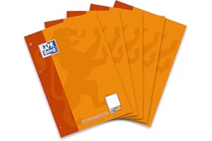 ‎OXFORD Oxford Schule Klausuren-Block A4, liniert mit Rand, 50 Blatt, orange, 5 Stück