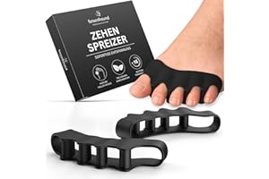 FERSENFREUND© Premium Zehenspreizer für alle Zehen - NEUHEIT 2025 - Zehentrenner Silikon Zehenstrecker Toe Spacer Zehenkorrektur Correct-Toes Toe-Spreader Separator Schwarz für Damen & Herren 2er-Set