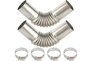 FASBET 2 connettori angolari in acciaio inox da 25 mm per tubo di scarico, con 2 clip in acciaio inox per riscaldamento diesel