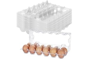 DYUEE Lot de 50 boîtes de 12 cartons transparents bon marché en vrac pour œufs frais, plateau réutilisable pour œufs de poule, ferme de poule, marchés, maison (2 x 6 compartiments)