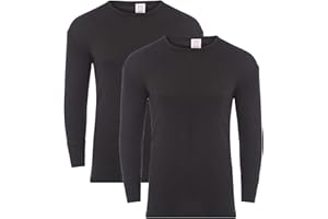 HEATWAVE THERMALWEAR Heatwave® Pack of 2 Men's Thermal Long Sleeve Top, Warm Underwear Baselayer, S M L XL XXL Thermals