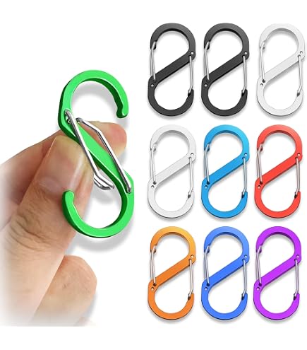 10 moschettoni a S, moschettoni colorati piccoli, mini