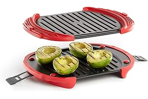 Lékué 0220600R14 Griglia XL per Microonde, in Acciaio Inox, Rosso/Nero