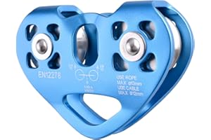 TRIWONDER Double Poulie Tyrolienne 30kN Tandem Poulie Escalade pour Câble Chariot Escalade Spéléologie Rescue