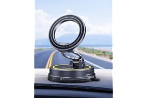 Baseus VC2 Flex Magnetic Car Phone Mount with Vacuum Suction, Dashboard & Windshield Phone Holder Magsafe Compatible, 720° Adjustable Foldable Stand for iPhone 17/16/15/14/Pro/ProMax