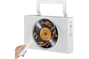 Gueray Reproductor de CD con Radio: Reproductor de CD Bluetooth con asa Altavoces Pantalla Remoto Compatible con Reproducción Repetitiva AUX Jack para Auriculares Radio USB Type-C Reproductor de MP3