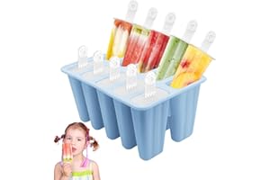 Horuili® Moldes para Helados de Silicona, Moldes Para Paletas, 10 Creativos Moldes Caseros de Silicona para Polos, Reutilizable, Fácil de Desmoldar para Paletas y Helados Caseros (azul)