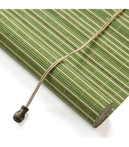 Retro bamboe rolgordijn, ondoorzichtig, 60% verduisteringsrolgordijn, bamboe, vouwgordijn, natuurlijk houten rolgordijn met zijkoord, zonwering en inkijkbescherming voor ramen en deuren,120 x 130 cm