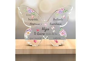 FCZIVA Hija Placa Acrílica Adornos Mariposa Mujeres Regalos De Cumpleaños Letrero Escritorio Apreciar Navidad Decoración Hogar Graduación Impresionante Recordatorio Día Familia Te Quiero Recuerdos Flores