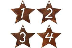 GWHOLE Wieniec adwentowy z liczbami 1-4 rdzawe wieńce adwentowe, dekoracyjne zawieszki do świec w kształcie gwiazdy, metalowe, do świeczników adwentowych, dekoracja na Boże Narodzenie, bez zapachu