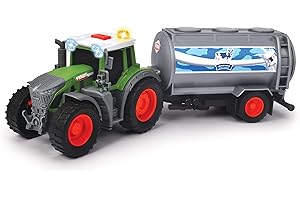 Dickie 203734000 FARM ciągnik z przyczepą na mleko, 26 cm