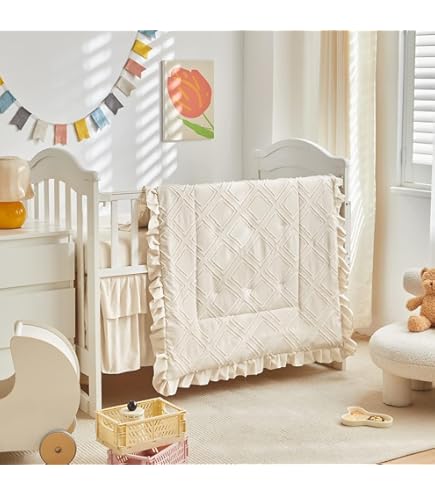 Toddler Portable Bed CaSaJa Mini Crib Skirt Pleated, Silk-Looking