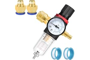 ANOMM Druckminderer Druckluft, 1/4 Zoll Wasserabscheider Druckluft mit Manometer, 1/4 Zoll Luftfilter Druckregler, Druckluftregler für Kompressor Filter, Druckluftkompressor und Luftwerkzeuge