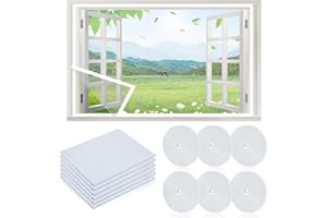 QLFJ-FURDEC 6 Stück Insektenschutz Fenster, Aktualisierung Insektengitter 1,5m x 2,0m mit 6 Rollen Selbstklebendem Klettband, Fliegengitter-Netze (6pcs Weiß, 1,5m x 2,0m)