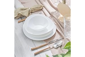 Karaca White Pure 24-Piece Glass Dinner Set for 6 People, Elegant Dinnerware, Heat-Resistant Tableware with Dinner Plates, Pasta, Cereal/Soup Bowls and Dessert/Side Plates