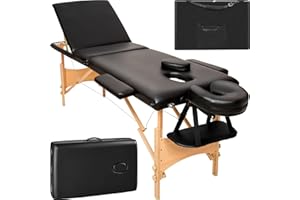 tectake® Mobile Massageliege 3 Zonen, höhenverstellbar, klappbar, Zubehör Kopfstütze, Tasche, belastbar bis 250kg, Möbel für 
