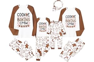 IFFEI Rodzinny zestaw piżamowy bożonarodzeniowy, poroże jelenia, topy z długimi rękawami, spodnie w kratkę, zestaw wypoczynkowy